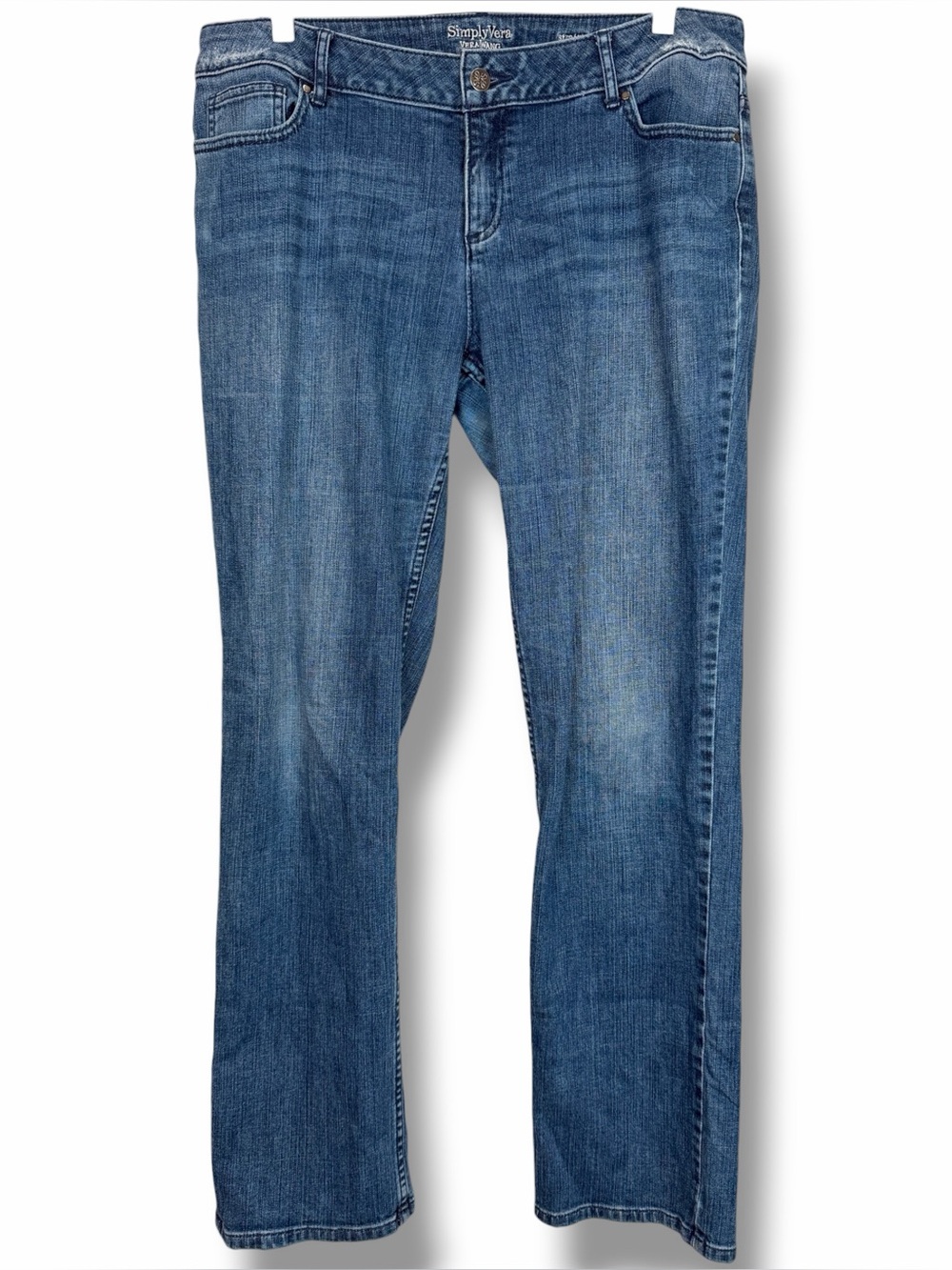 Simply Vera Wang Vintage Y2K Low Rise Light Wash Distressed Straight Jeans sz 12